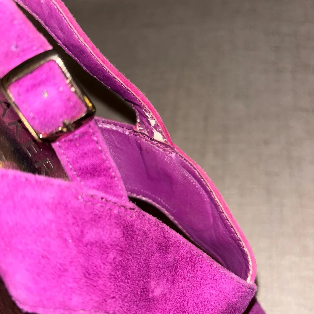 Bakers 6 Vintage Baja Platform Heels Pink Purple Suede Wood Platform Barbie Y2K